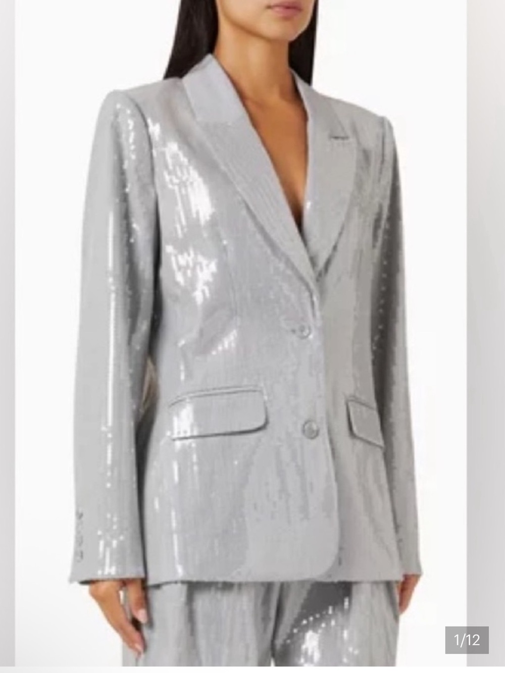 Good American Sequin Blazer Jacket in Silver! New! Stunning! S